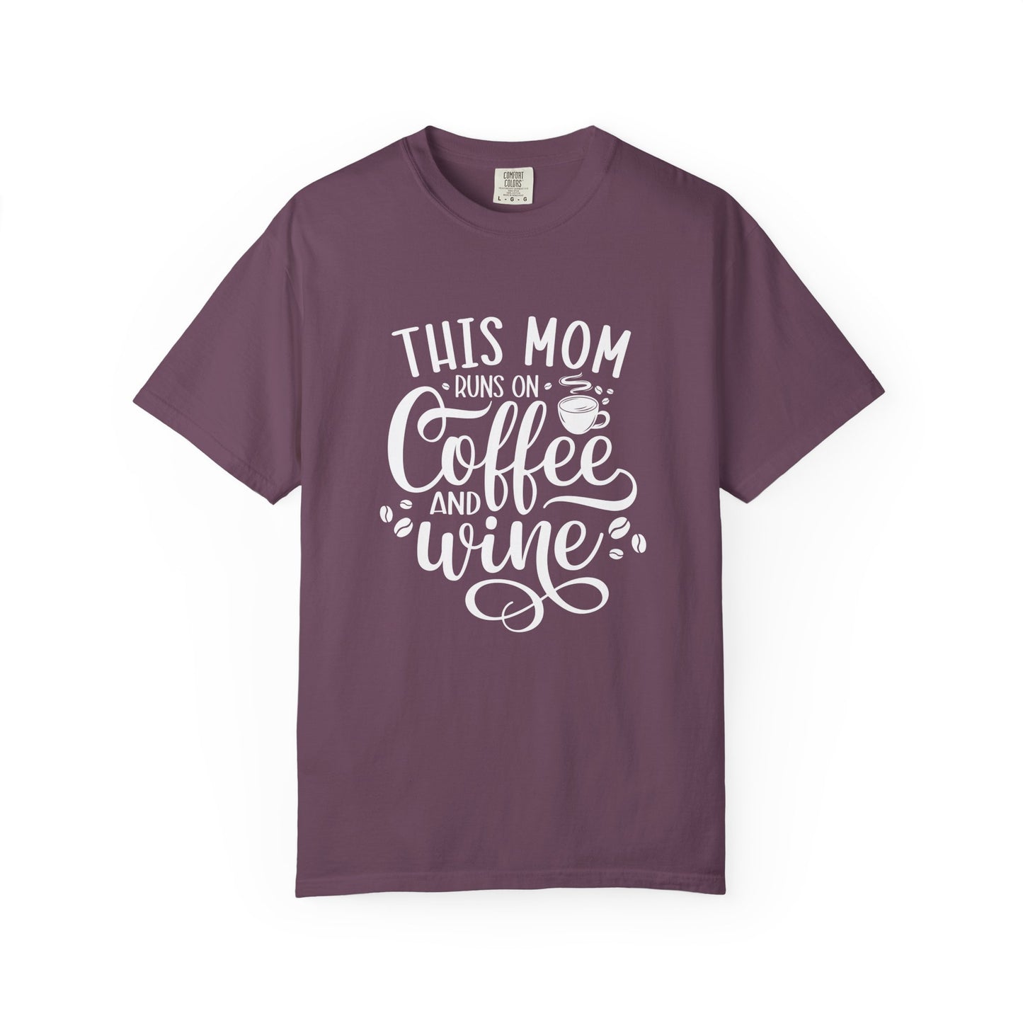 This Mom Runs on Coffee & Wine Graphic T-Shirt – Funny Mom Life Tee