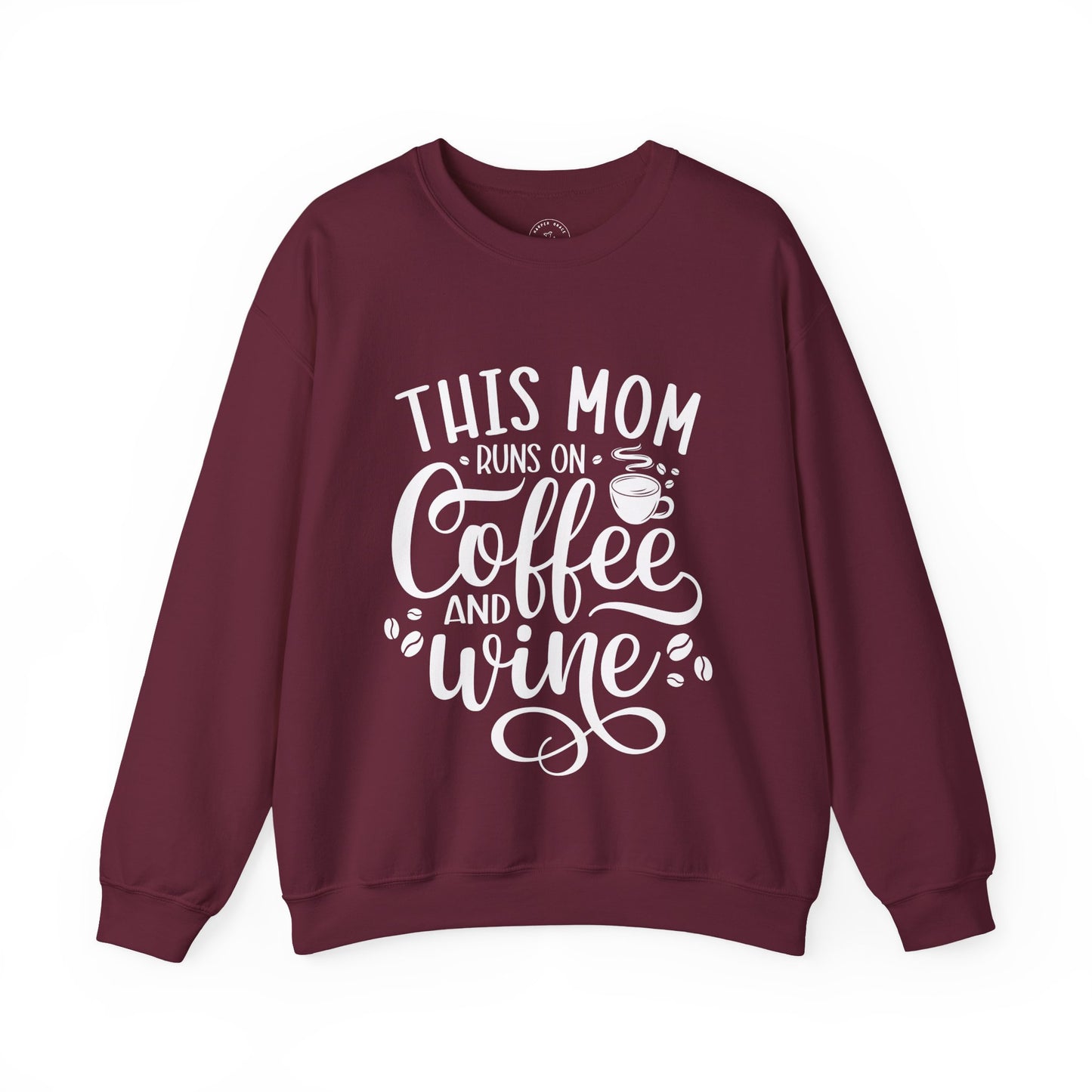 This Mom Runs on Coffee and Wine Sweatshirt – Funny Mom Life Crewneck