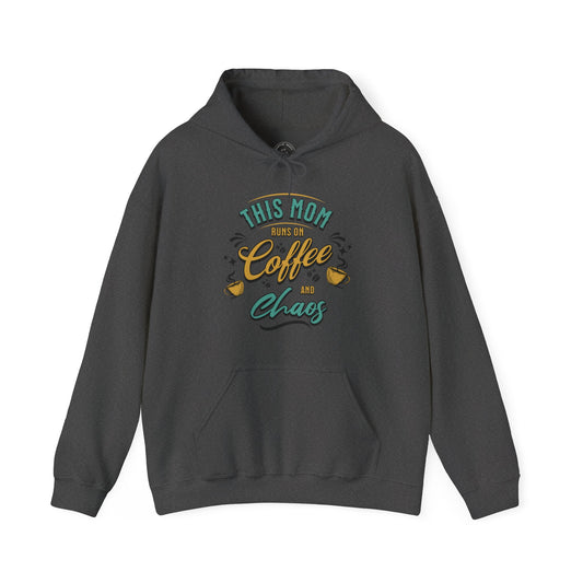 This Mom Runs on Coffee and Chaos Hoodie – Funny Mom Life Pullover